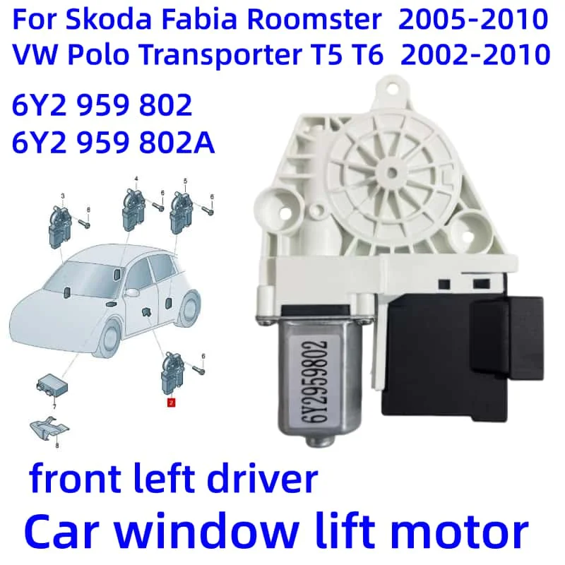 

New Window Lift Motor For Skoda Fabia Roomster VW T5 Transporter T6 Polo 9N 6Y2959802 6Y2959801 5J0959811 5J0959812 6Y095911