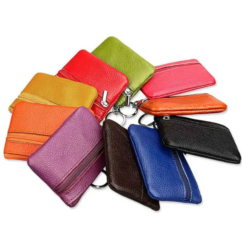 Single Zipper Purse Genuine Leather Business Handheld New Year Costume Cosplay