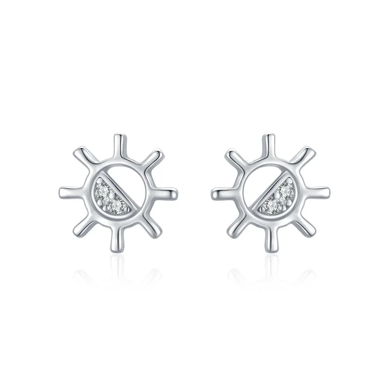 

S925 Silver Diamond Zircon Ear Jewelry Wholesale Sun Stud Earrings for Women