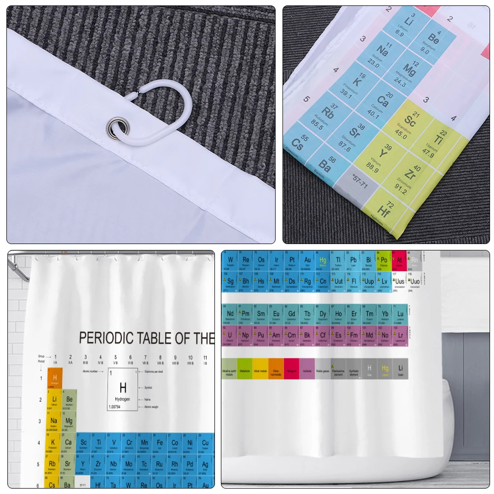 

1 Piece Bath Curtain Periodic Table Pattern 150x180cm Waterproof Shower Curtain for Bathroom Decor Stylish Shower Curtains