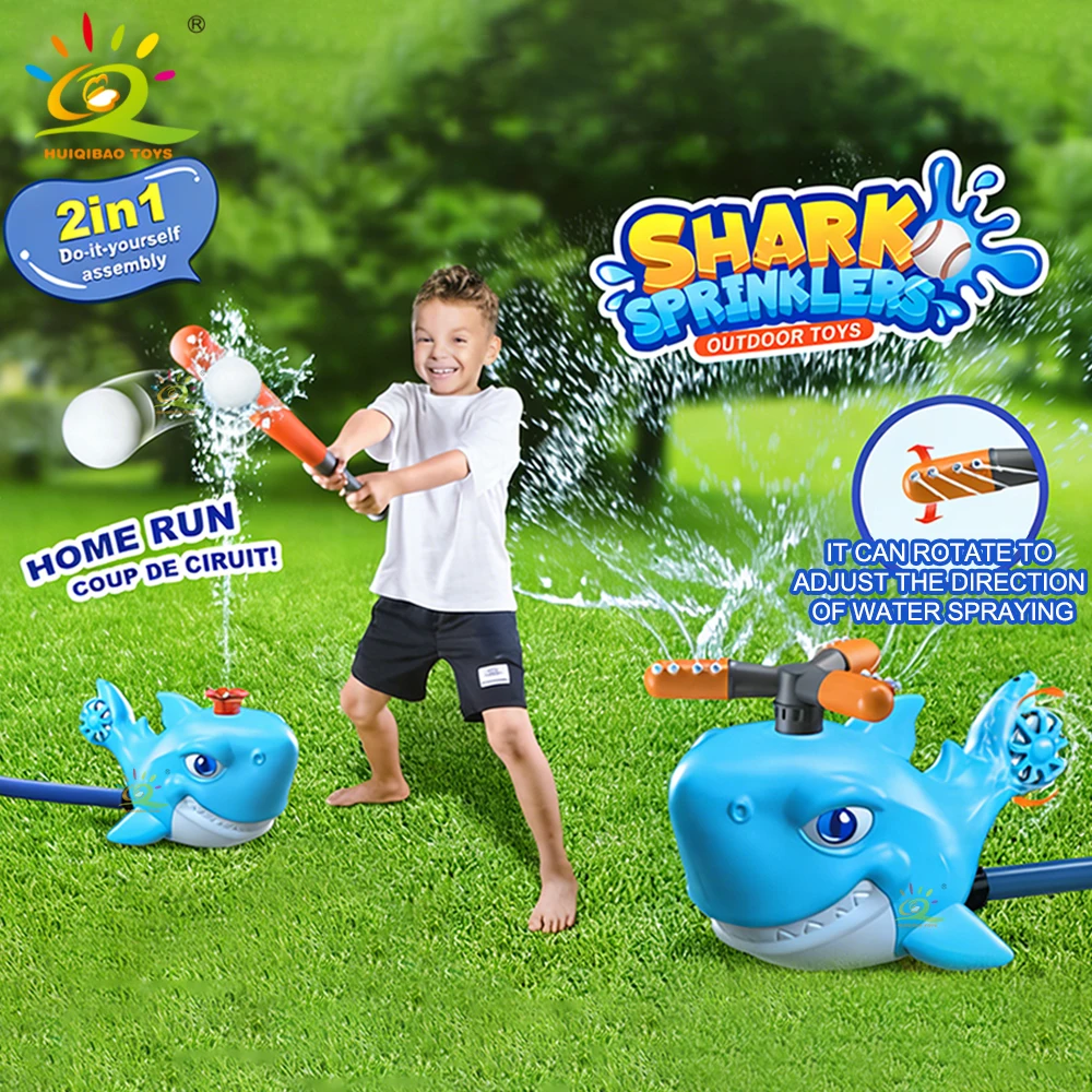 Juego de juguetes acuáticos giratorios 2 en 1 con forma de tiburón, lanzador de béisbol y cohete, juguetes creativos y divertidos, regalo de actividades para niños para piscina y jardín al aire libre en verano