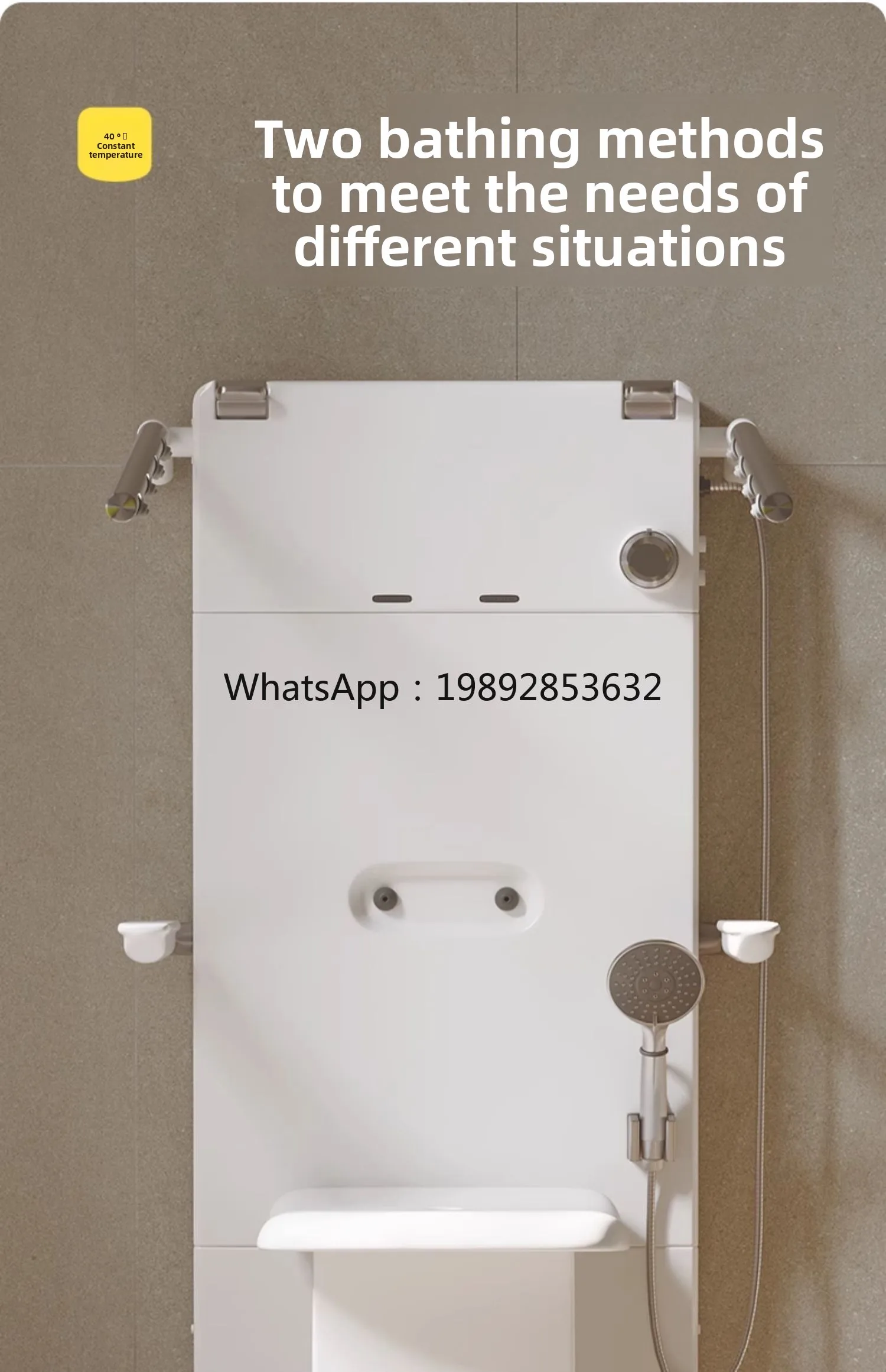 YFY Elderly Sitting Shower with Constant Temperature, Multifunctional Foldable Bath Chair with Shower Arm