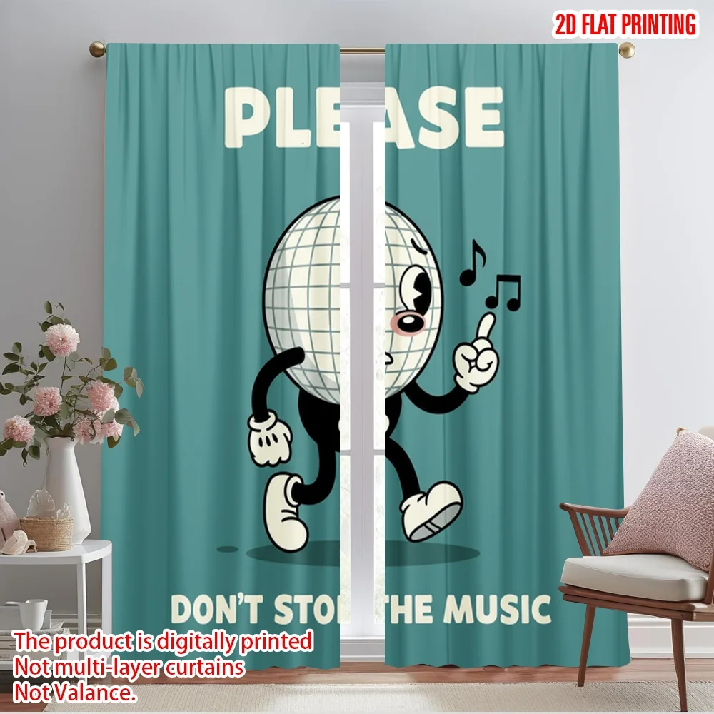 

2pcs 2D flat printing Curtain Disco Ball Music Party Polyester Without Electricity Holiday Decorations Perfect for Outdoor and