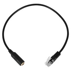 New Black 3.5mm Headset Earphone Audio Cable 3.5mm Plug Female to RJ9 Jack Adapter Convertor for PC Headset Telephone