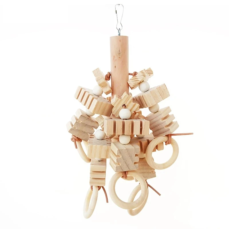 Large Parrot Chew Toy - Natural Wood Cubes 5
