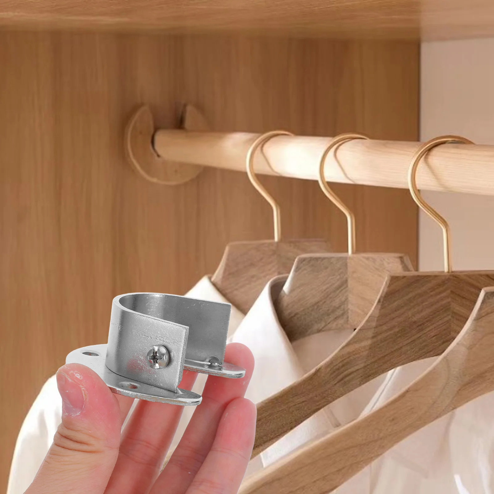 

2pcs Stainless Steel Closet Rod Holders 1-1/4 Inch Wardrobe Pole Support Bracket Wall Mount U-Shaped Flange Holder Closet Rail