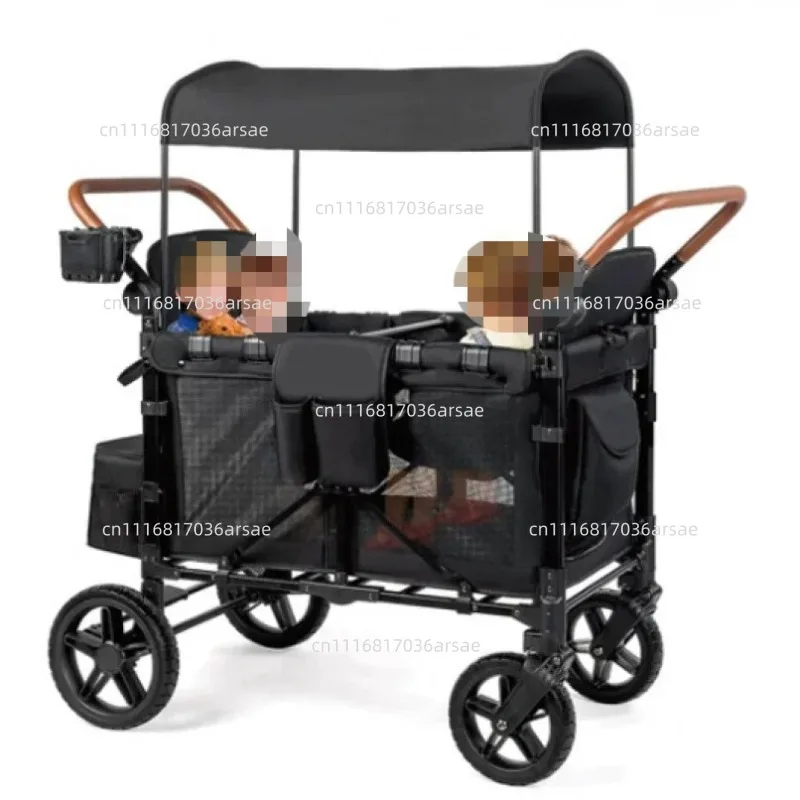 Collapsible  Utility Cart | Convertible Handle, Large Wheels & Canopy For Transport & Picnics