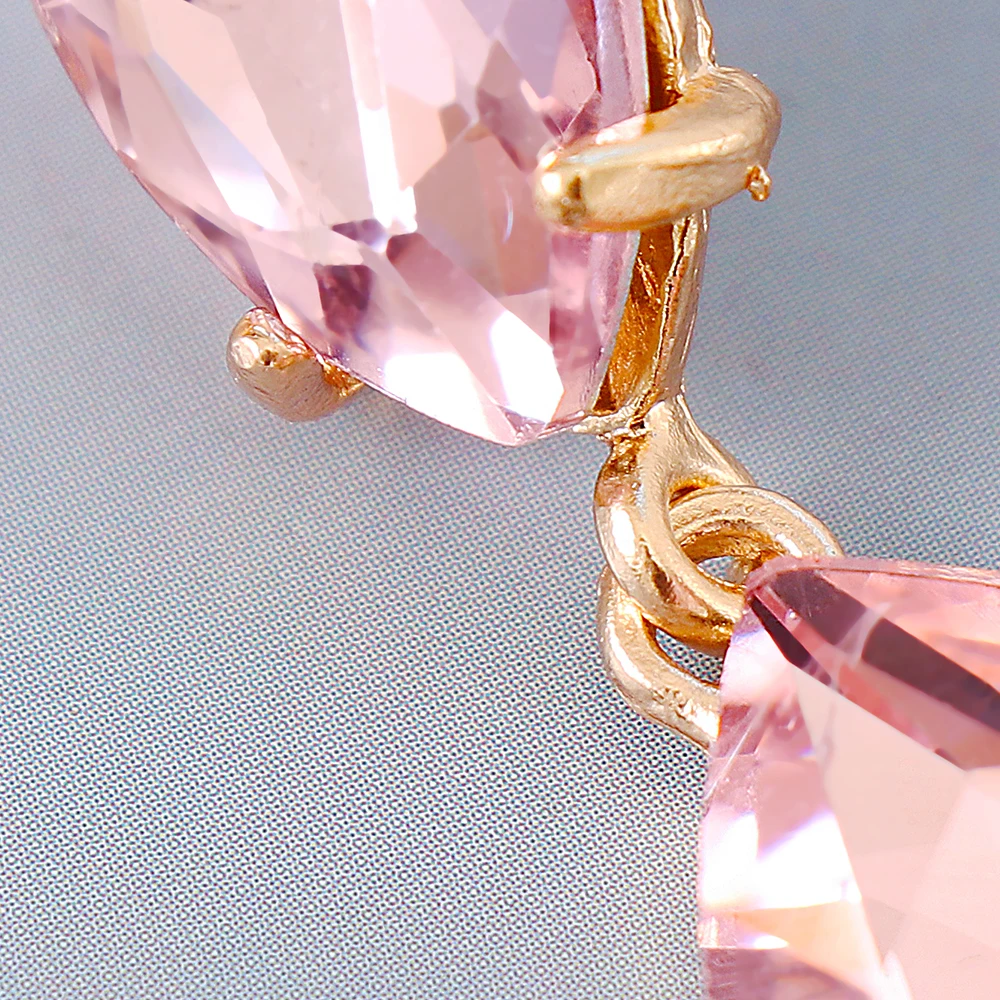 New Pink Rhinestone Waterdrop Dangle Earrings Female Crystal Tear Drop Earring for Women Christmas Jewelry Trend Gift