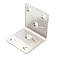 20PCS Brushed Stainless Steel Corner Braces Furniture Parts Metal Connectors Thickness 2mm L Shape Right Angle Brackets+Screws