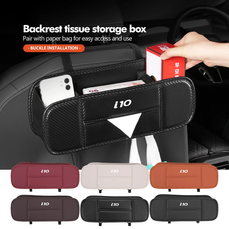 Bolsa organizadora para colgar en el respaldo del asiento del coche, caja de pañuelos, para Hyundai i10 I10 N Line 2008 2009 2010 2011 2012 2013 2019