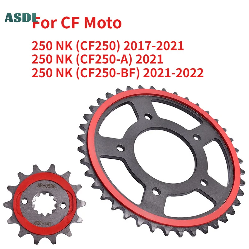 For CF Moto 520 40T 14T Motocycle Front Rear Sprocket Modified Gear Wheel 250 NK 250NK 2017-2022 CF250 CF250-A CF250-BF