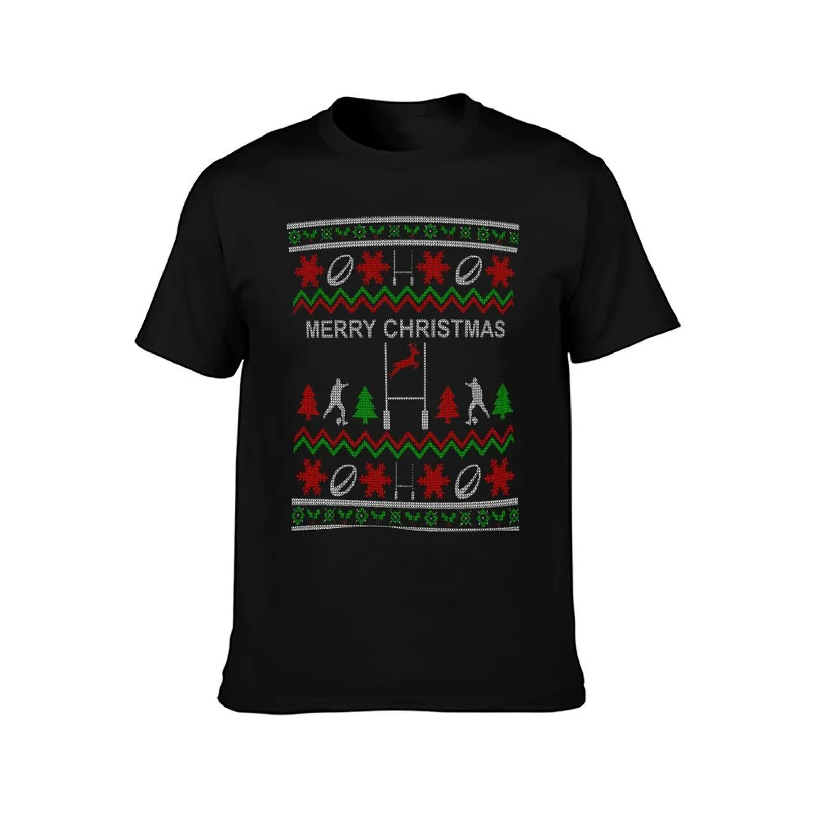Rugby Christmas Jumper T-Shirt Summer Casual Cotton Tee Oversized Streetwear Tops Vintage Graphic Print Unisex Men Women