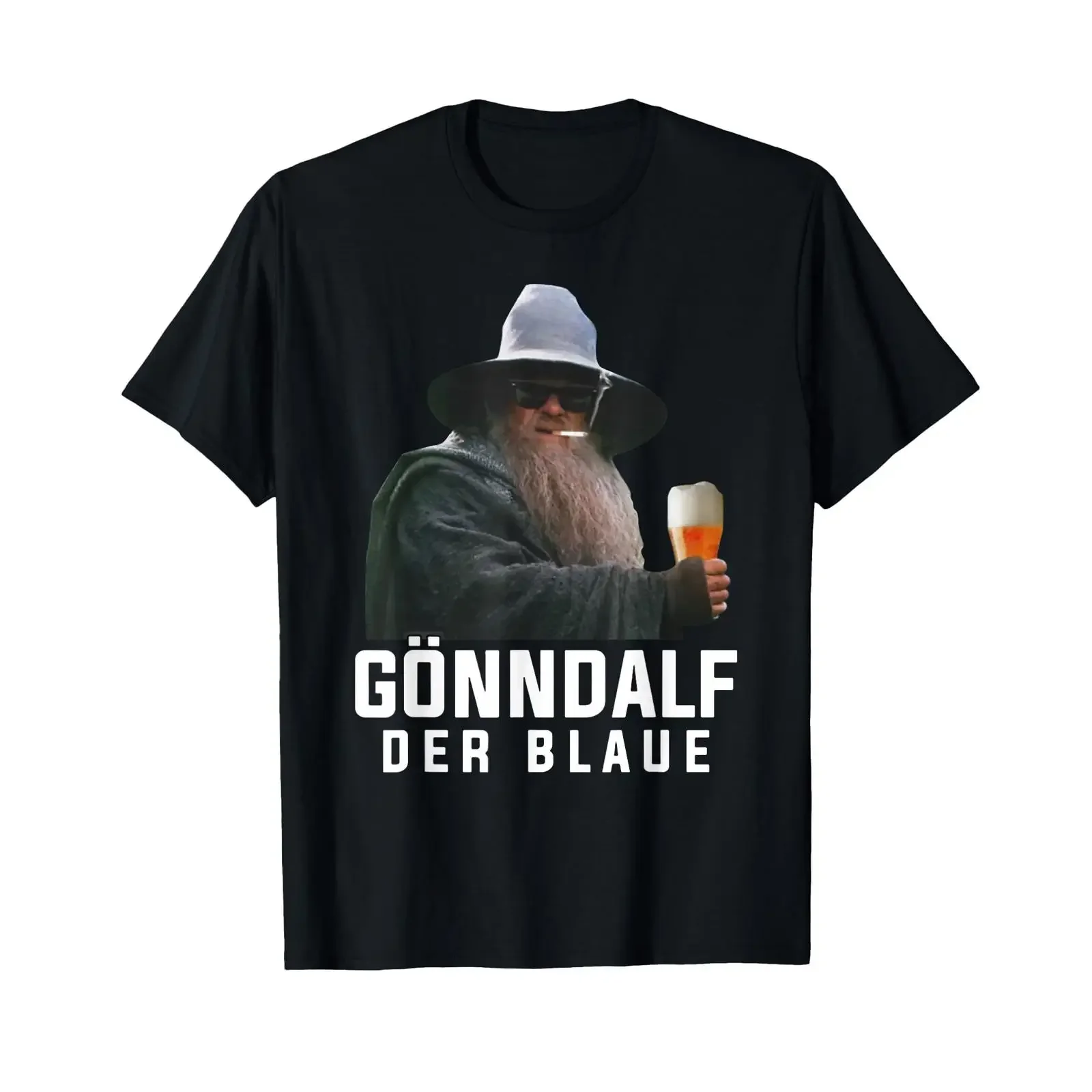 Gönndalf der Blaue Biertrinker Saufen Bier T-Shirt Vintage Washed Bequem Vielseitig Leicht Designerartige Kleidung Dehnbar