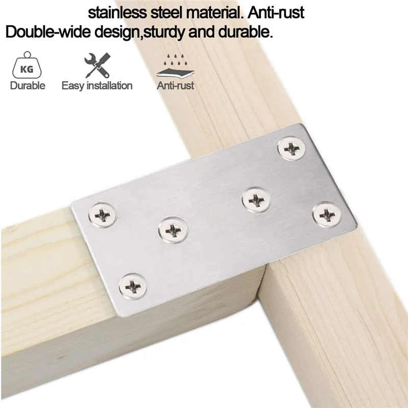 AS94-20 PCS Piastre di riparazione piatte Staffa piatta 3X1.5 pollici Piastre di giunzione per rammendo in acciaio inossidabile Staffa di fissaggio per riparazione per recinzione