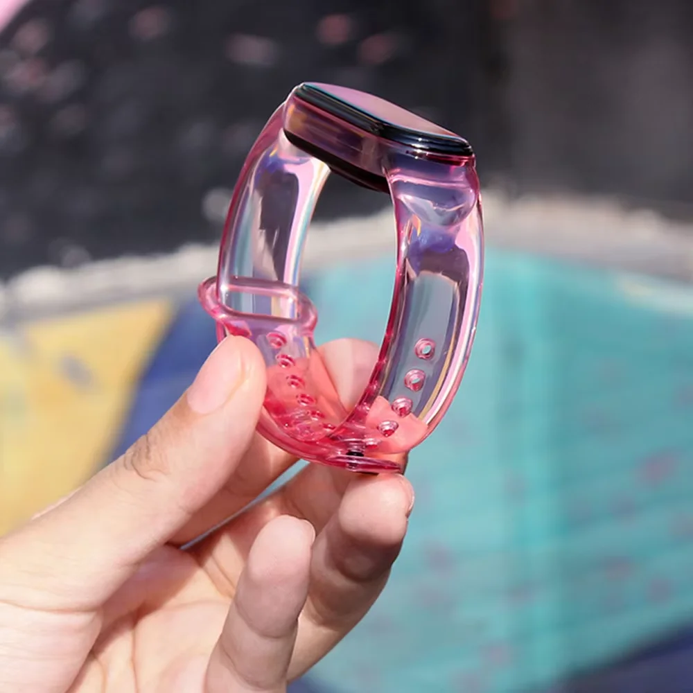 Cinturino per Xiaomi Mi Band 7 6 5 4 3 Bracciale da polso trasparente con luce cambia colore per Xiaomi MiBand 5 Cinturini di ricambio in silicone