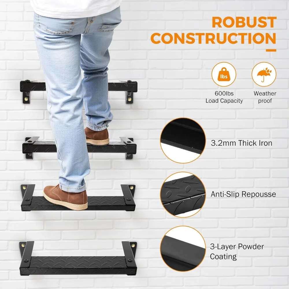 سلم نافذة Well Egress، 3.15 حلقات واسعة، تصفية حائط 7.9، طول 15.7، حديد سميك 3.2 مم، قابل للتركيب على الحائط لخروج الطوارئ