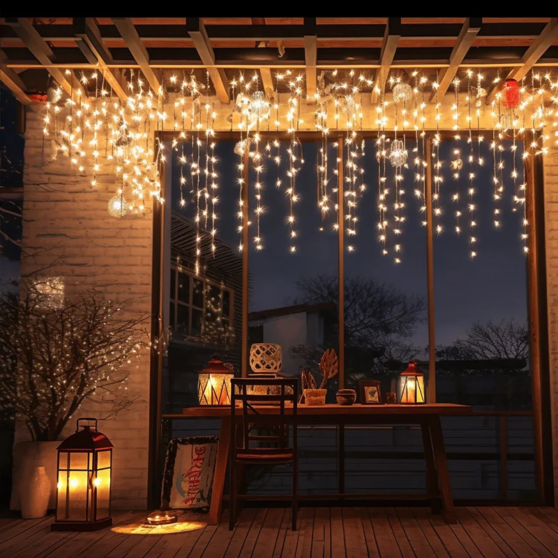 8 طرق USB عصا الجليد ضوء سلسلة عيد الميلاد مصباح ليد داخلي جارلاند المنزل حفلة حديقة السنة الجديدة غرفة نوم الستار الديكور
