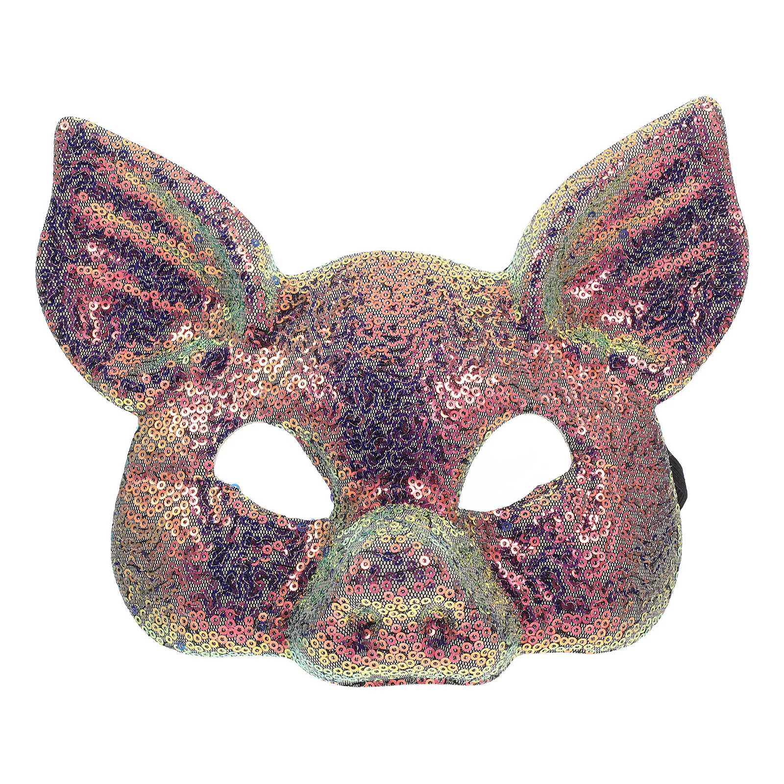 

Sequin Pig Mask Elastic Strap Comfortable Fit Lightweight Masquerade Party Mask Animal Costume Accessory Decor