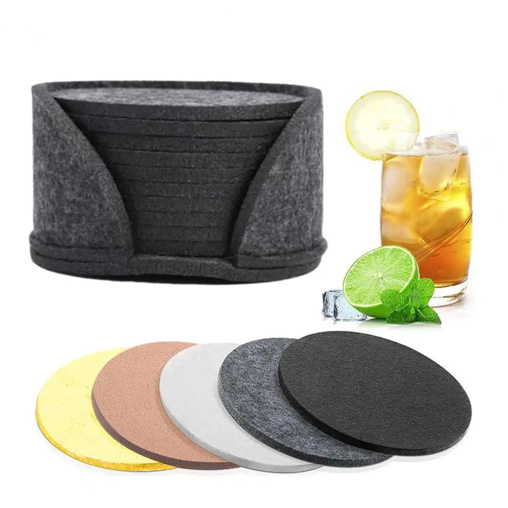 10 Pcs Felt Coasters Heat Insulation Water Absorbant Anti scalding Table Cup Hot Drink Mug Placemats Kitchen Supplies