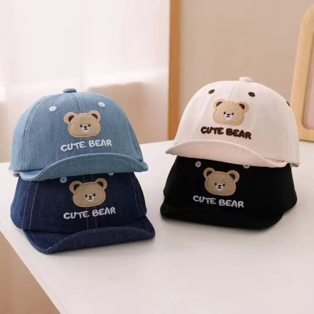 

Lightweight Cartoon Bear Baby Baseball Hat Adjustable Breathable Baby Sun Visor Hat Soft-brim Cute Toddler Peaked Cap Daily Use