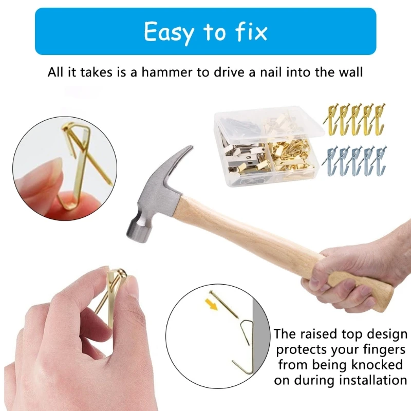 40Pcs Picture Hanging Hook with Nails Heavy Duty Picture Frame Hangers for Hanging Pictures, Clock, Home Decorations