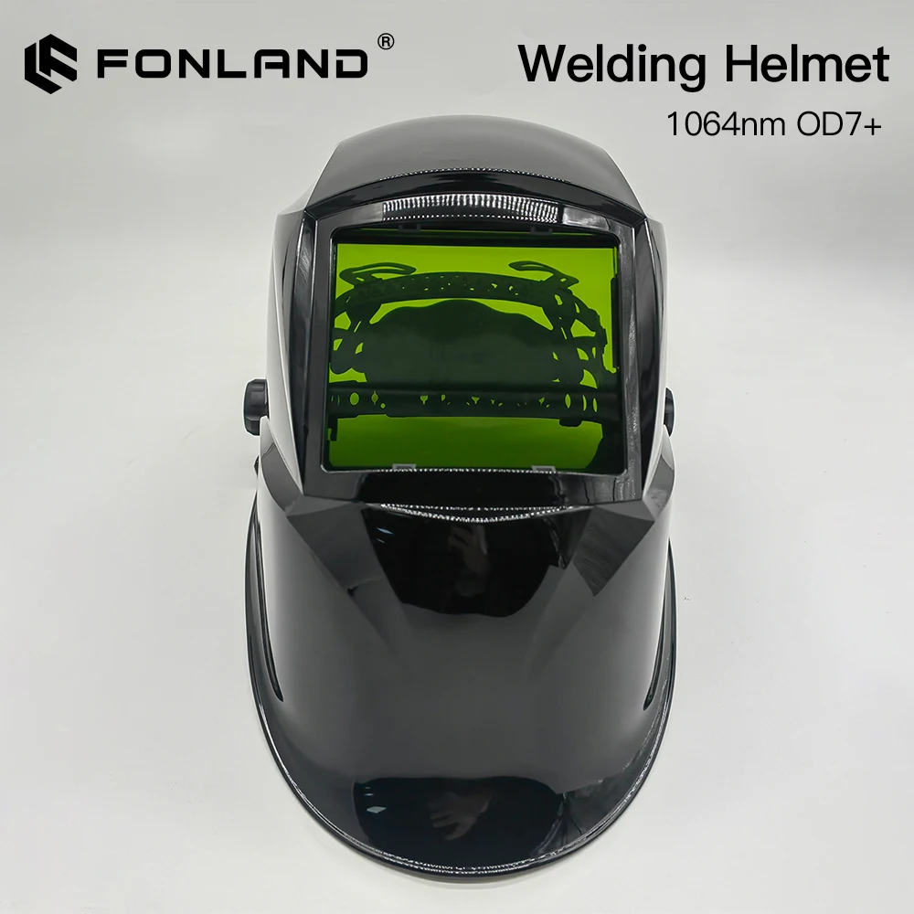 Fonland 90*110mm Laser Safety Helmet VLT 34% Welding Helmet OD7+ 900-1100nm Soldering Mask for Fiber Laser Marking Cutting