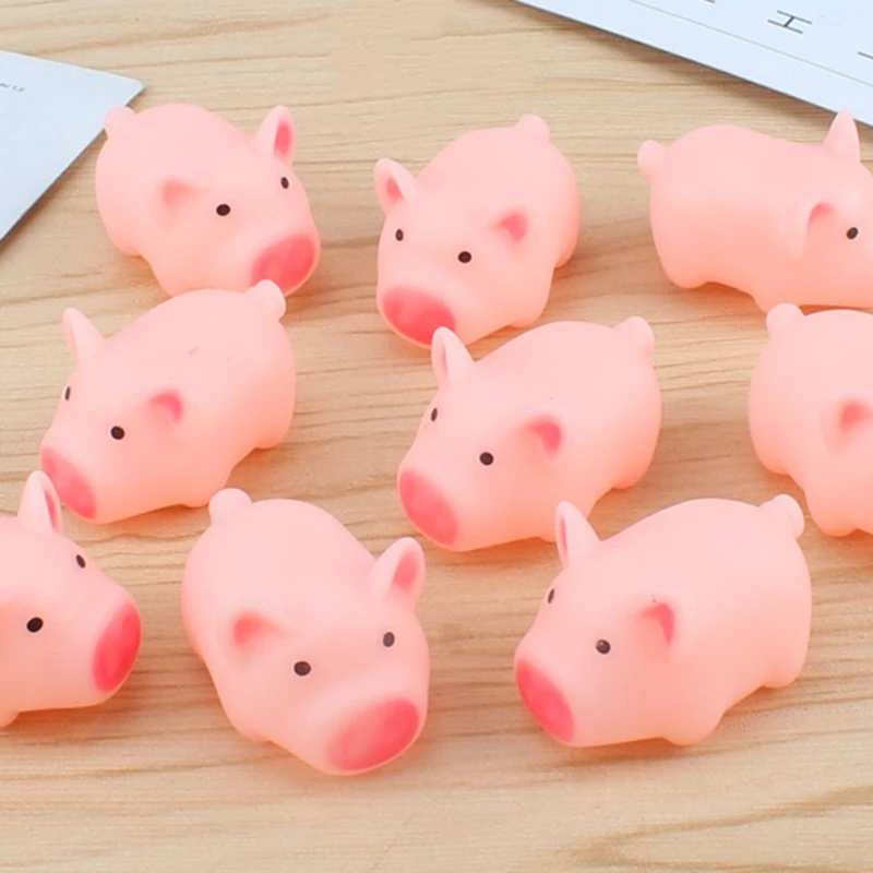 10PCS Adult Children 2Inch Pink Pig Squeeze Toys Kids Squeaky Bath Toy Cute Anti Stress Fidgets Toy for Women Girls Party Favors