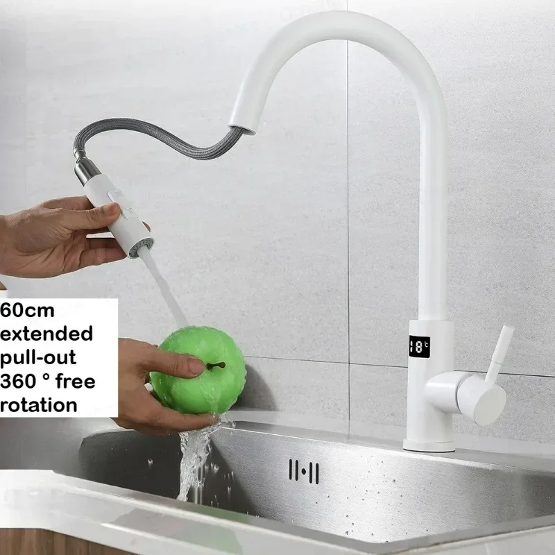 Smart Digital Kitchen Faucet with Pull down Sprayer Hot Cold Mixer Tap Touch Sensor Modern Bathroom Sink Faucet with Filtration