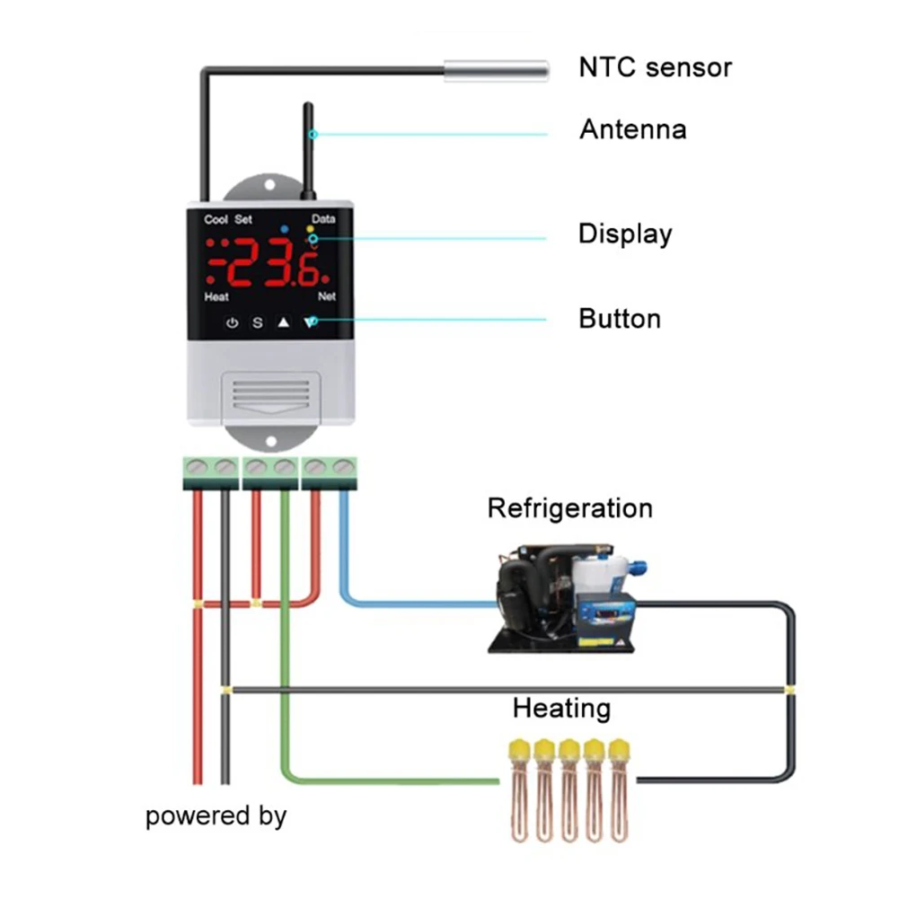 Controlador de temperatura inalámbrico WiFi, Sensor de termostato programable, DTC2201, DTC1201