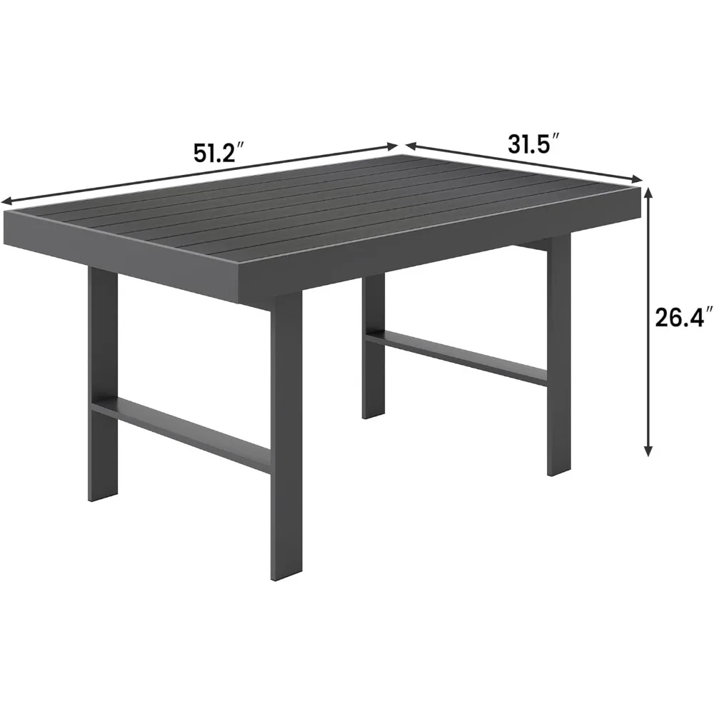All-Weather Metal Outdoor Dining Table Rectangle Patio Coffee Table for Balcony Garden Multifunctional High-Quality