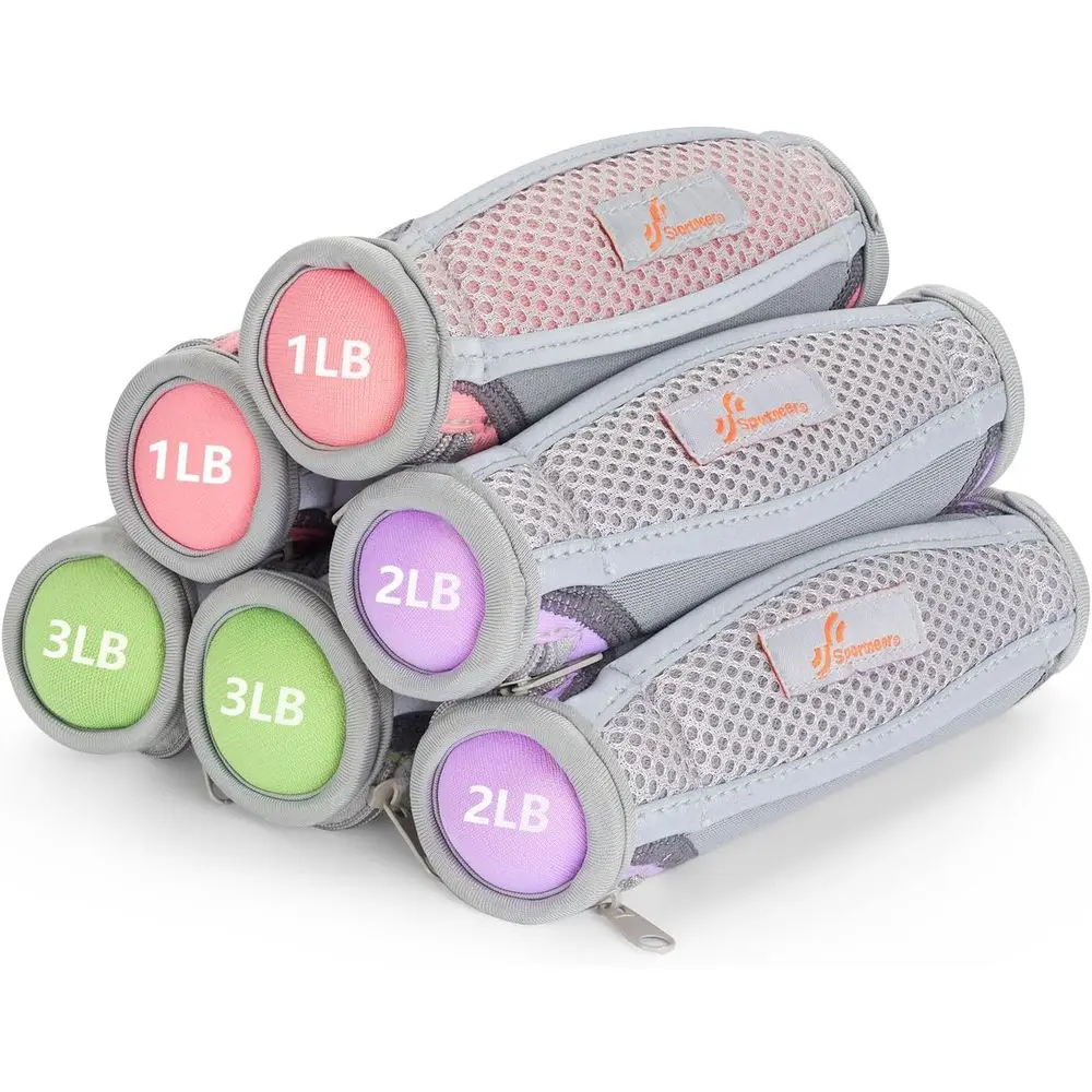 6-Piece Adjustable Weight Set: 1lb, 2lb, 3lb for Home Workouts, Running, and Therapy