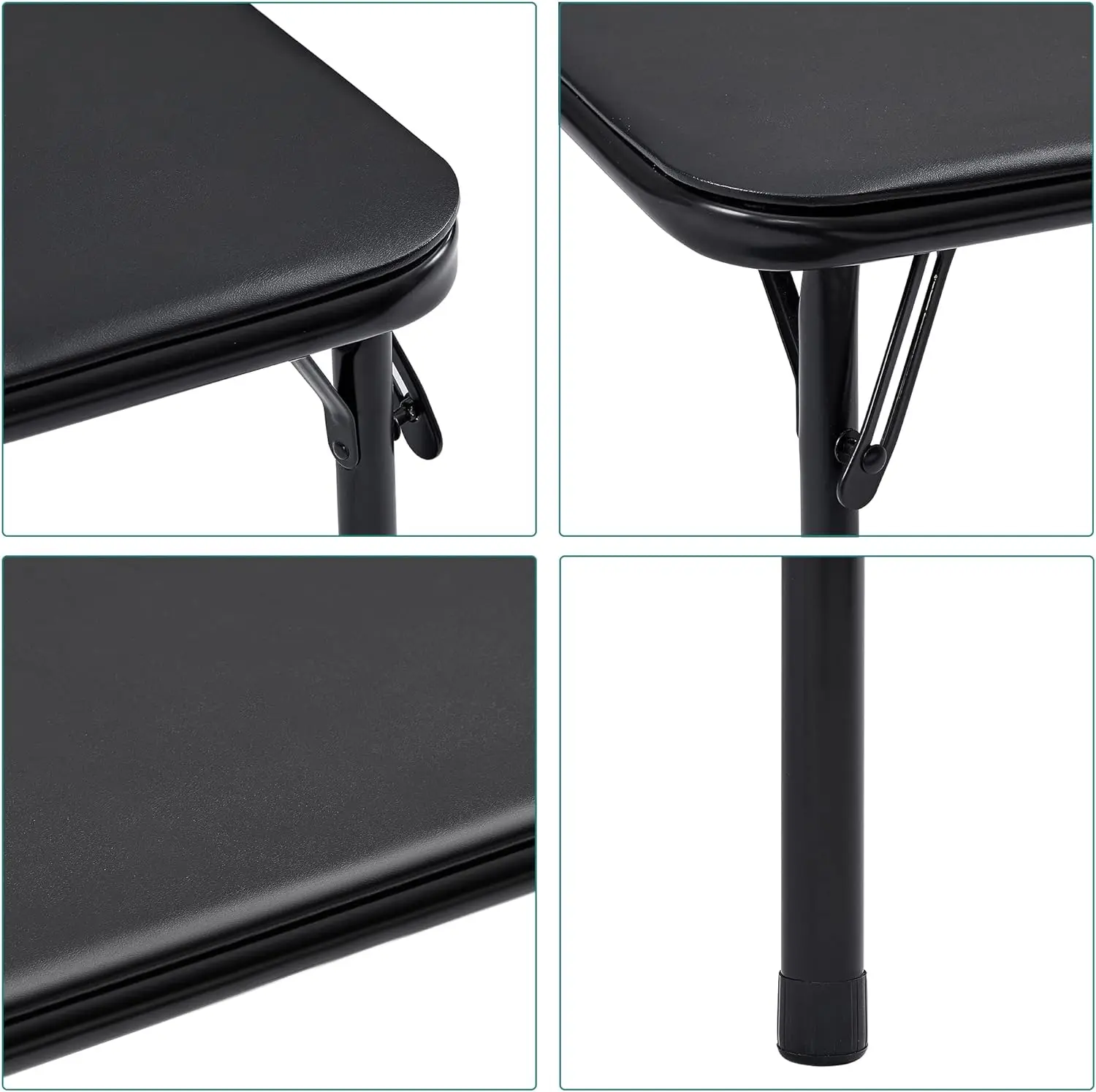 Mesa e cadeiras para atividades infantis, portátil, almofada acolchoada de PU ultra macia, preto, 5 peças, 5 peças