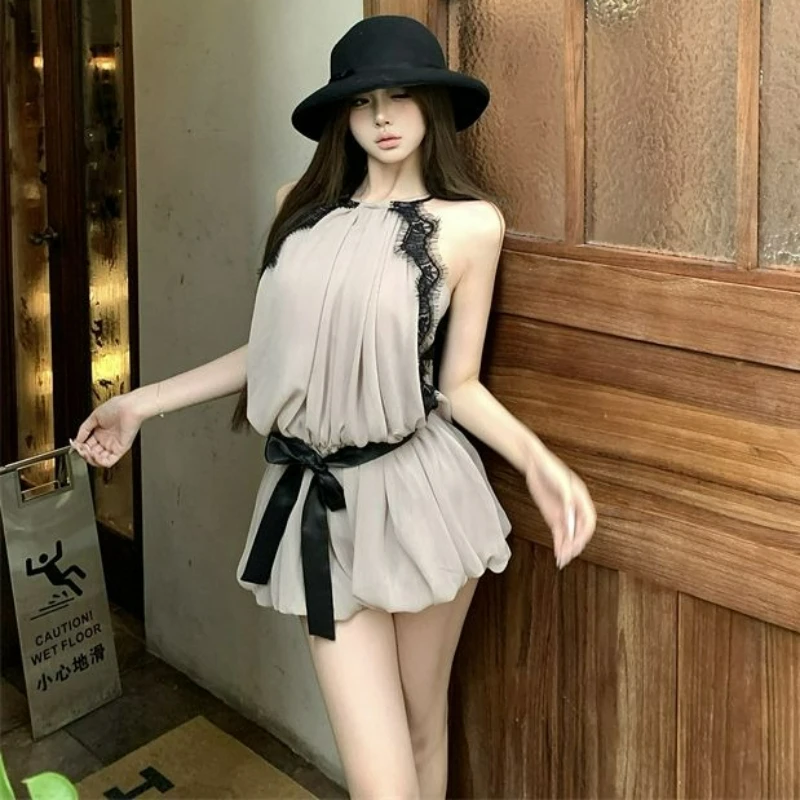 

Новое летнее модное платье с завышенной талией и цветочным узором, короткая юбка-бутон, сексуальное кружевное платье с лоскутными вставками для женщин, французский романтический стиль