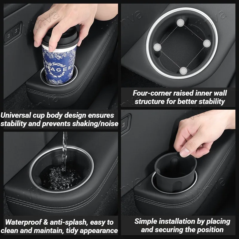 for Tesla Model YL 2026 Six-Seater 2PCS Third Row Silicone Cup Holder Insert Water Cup Holder Organizer Storage Box Accessories view 4