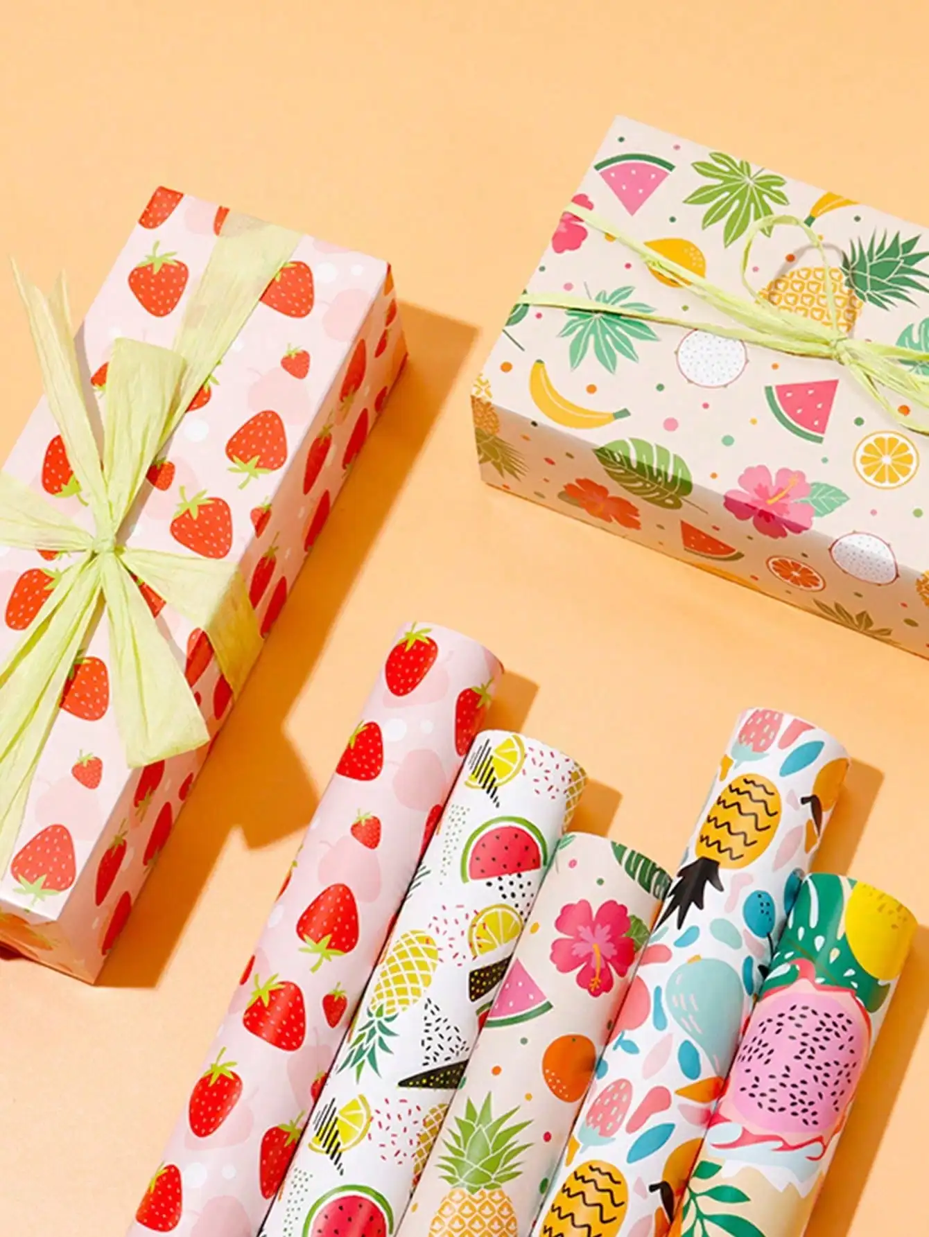 3pcs- Spring Summer Fruit Theme Gift Wrapping paper Innovative Wedding Season Mother\'s Day Birthday Gift Flower paper Gift Paper