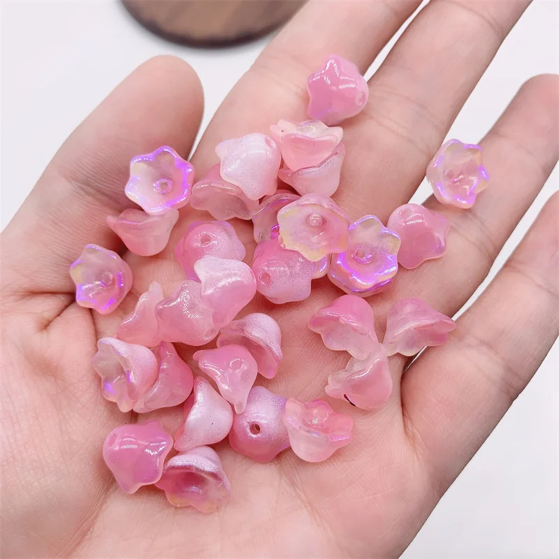 50pcs /Lot 6*10mm Lily of The Valley Flower Lampwork Beads Gradient Color Flower Bud Glass Beads DIY Jewelry Making Accessories
