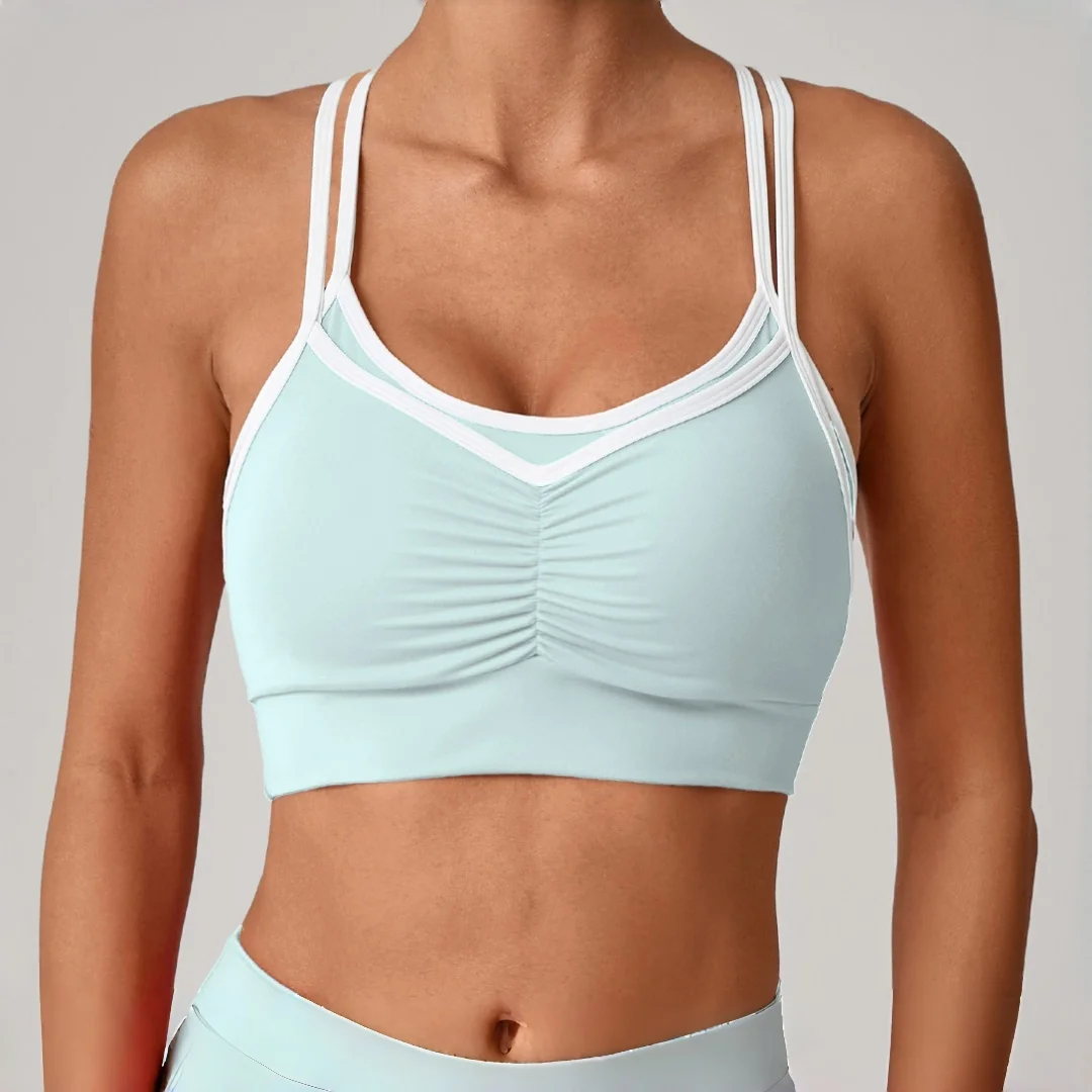 

Seamless Contrast Color Yoga Bra Fitness Sports Nude Tight Backless Women's Sports Top Dance Running Workout Wear Gym Yoga Vest