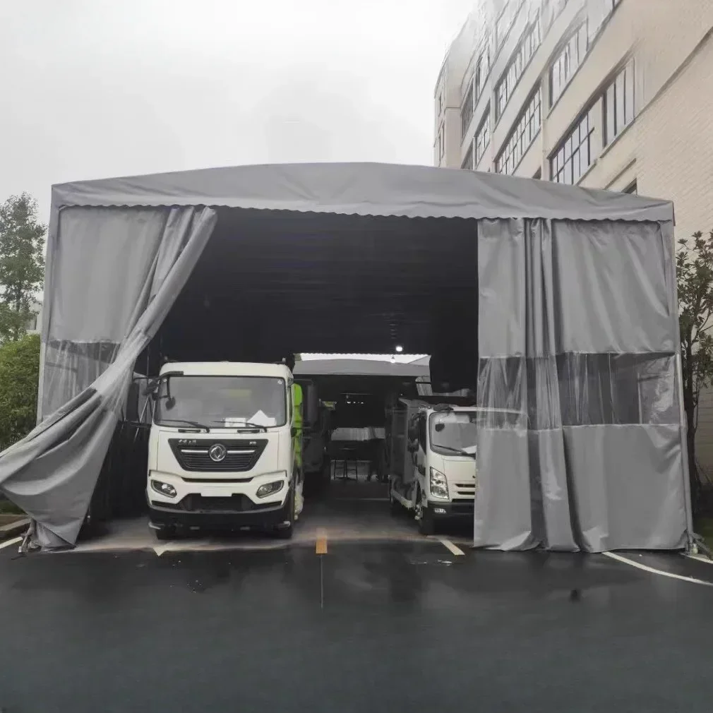Canopy outdoor rainproof telescopic large push-pull canopy mobile canopy warehouse supper stall tent electric parking shed