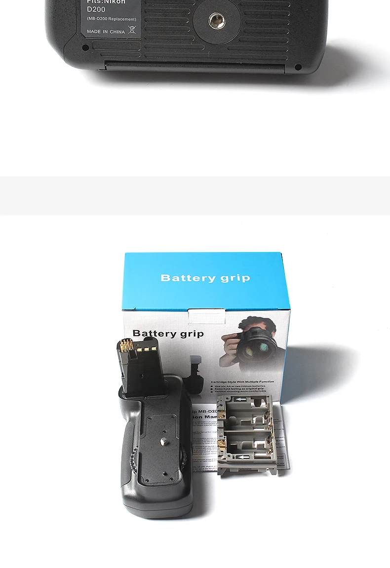 MB-D200 Vertikaler Batteriegriff für Nikon D200 DSLR mit Dual EN-EL3e/6 AA Fach, Dualen Bedienringen und Porträt-Aufnahmegriff – Detail 10