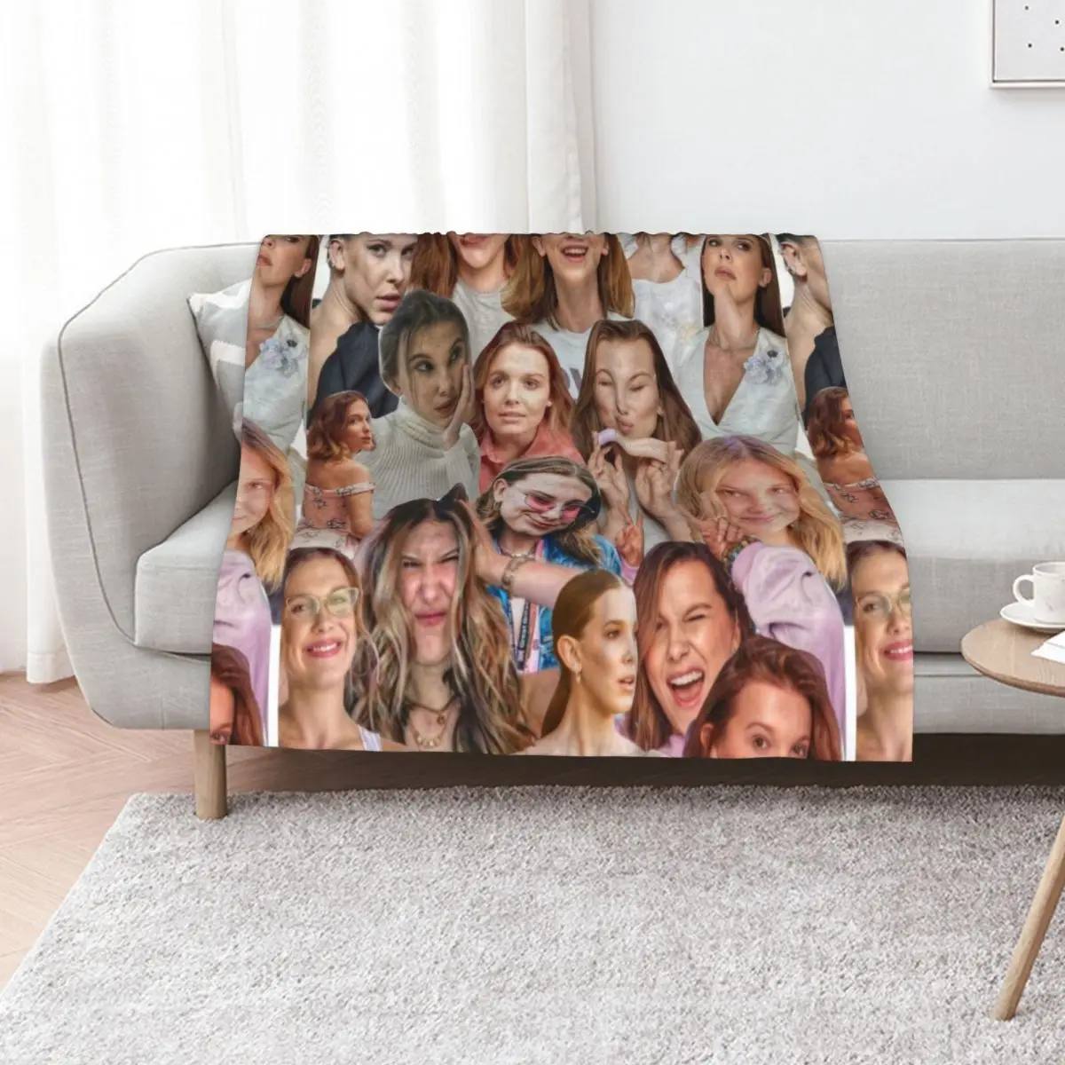 Millie Bobby Brown Edit Collage by Stasii Throw Blanket Sofa Quilt Soft Big Plush Softest Flannel Fabric Blankets