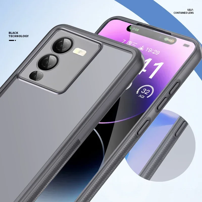 Comes with Lens Film Case for VIVO V25 Pro V25Pro 5G Thin Soft Silicone Frosting Frame Camera Protection Back Cover Girl Housing