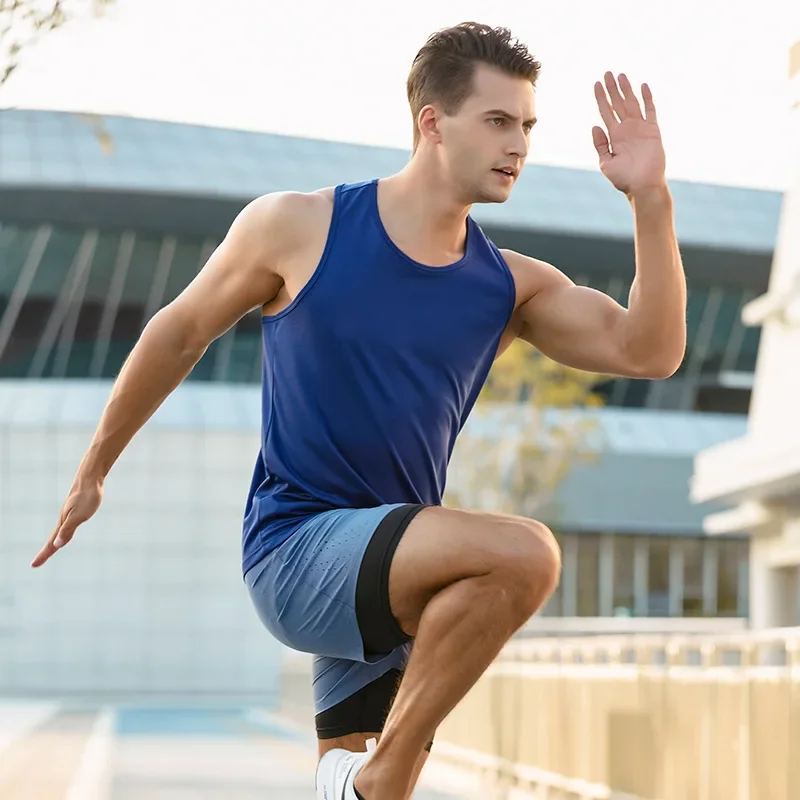 Camiseta Deportiva Casual para Hombre, Talla Grande, Nueva, para Gimnasio, Fitness, Secado Rápido, Estilo Racerback, para Correr