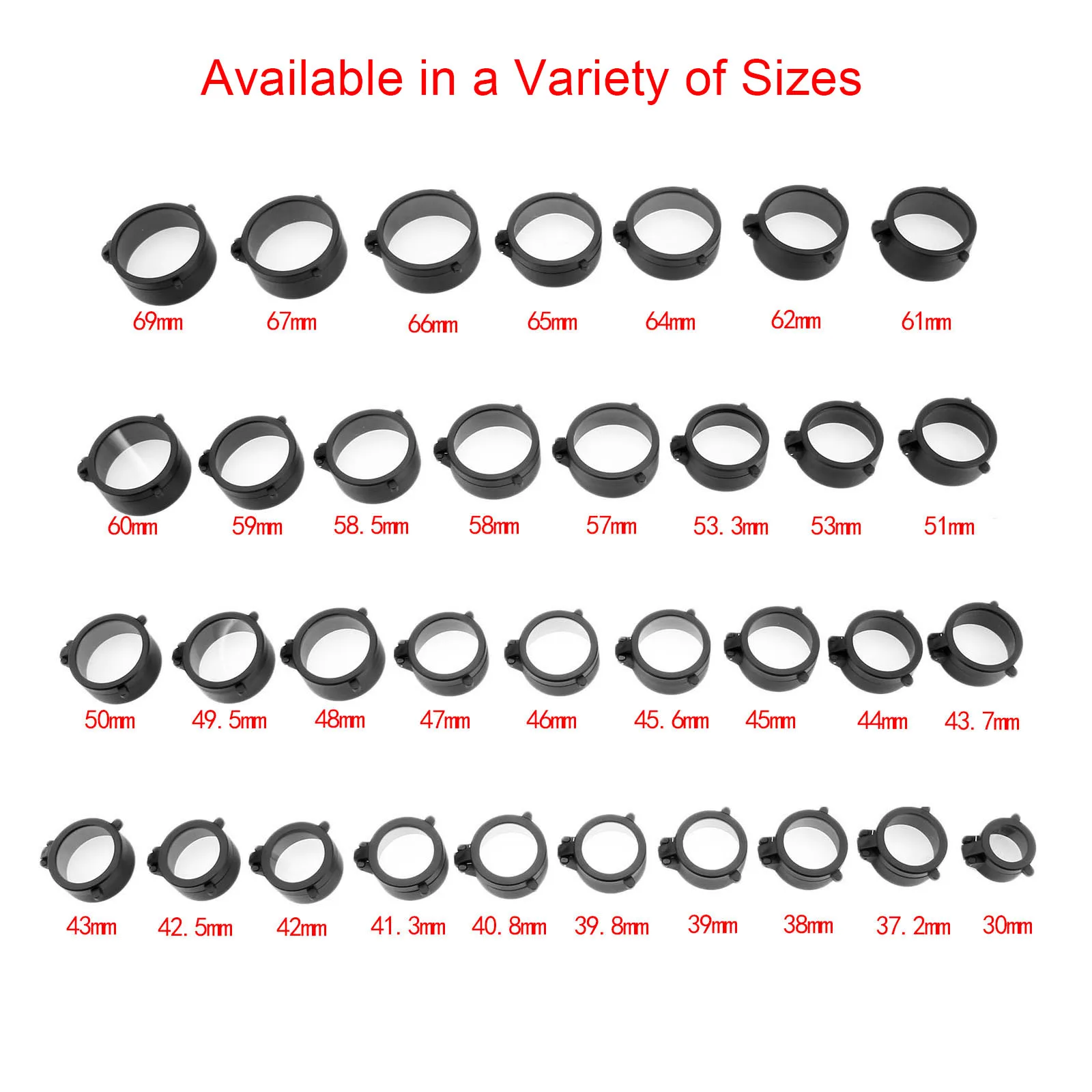 30-69mm Caliber HD Clear Lens Cover Dustproof Protective Lens Cap for Hunting Rifle Scopes Telescope Quick Flip Bounce Cover
