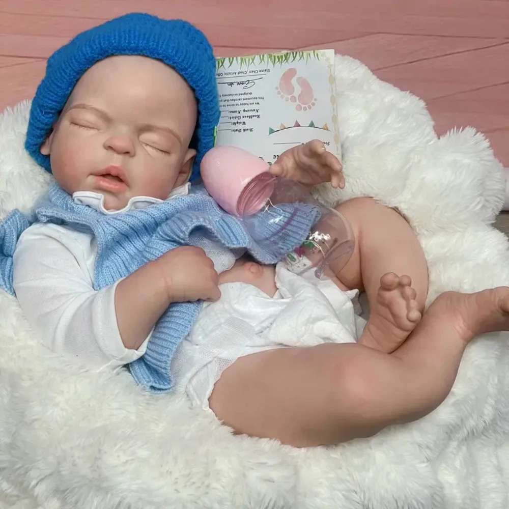 22 Inch Full Body Lifelike Silicone Bebe Reborn Girl Doll Handmade 3D Painted Sleeping Big Solid Silicone Girl For Children Gift