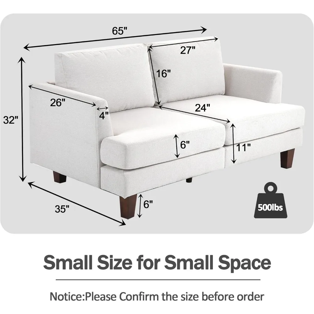 أريكة بمقعدين حديثة لمنتصف القرن، أريكة من قماش الكتان لغرفة المعيشة وغرفة النوم، مناسبة للمساحة الصغيرة #2