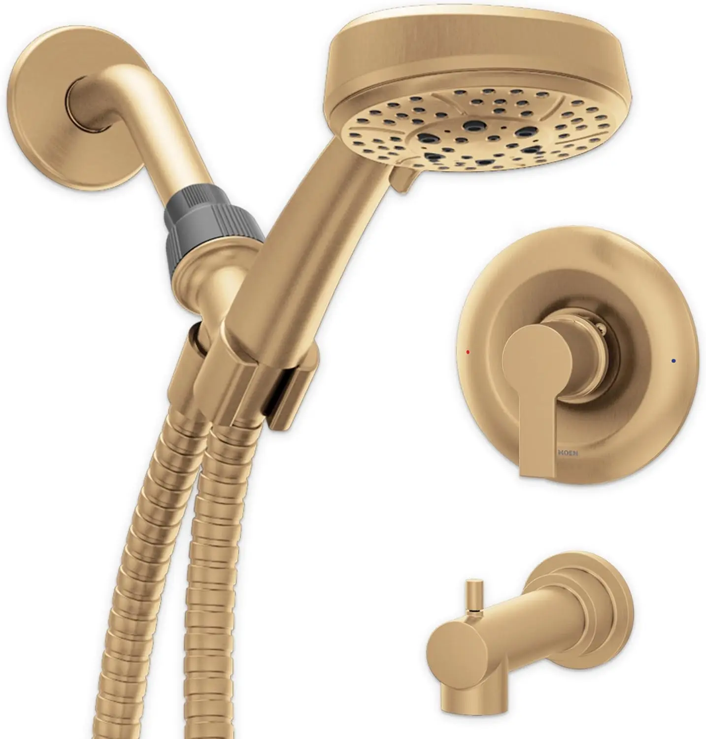 

Bronzed Gold Single Handle Modern Shower Faucet with Handshower and Tub Spout for Bathtub, Valve Included