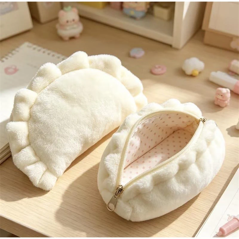 Cute Dumpling Shaped Plush Coin Purse Soft Fluffy Small Storage Pouch Portable Mini Wallet Key Bag Backpack Hanging Ornament