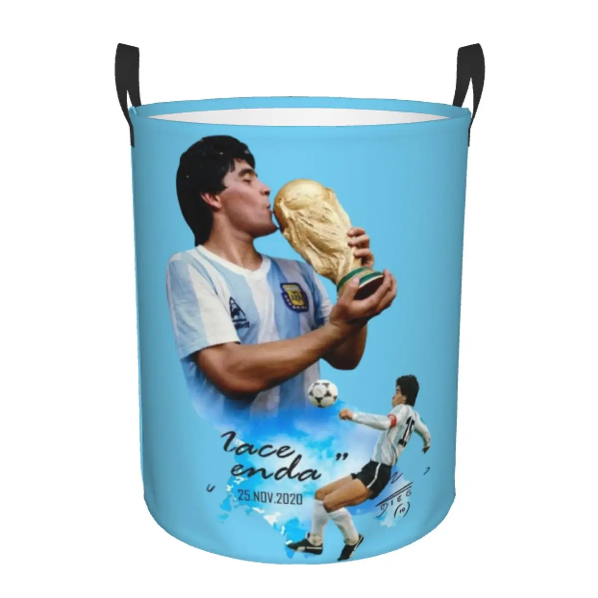 Custom Argentina 10 Soccer Star Legend Diego Maradona Laundry Basket Collapsible Clothes Hamper for Baby Kids Toys Storage Bin