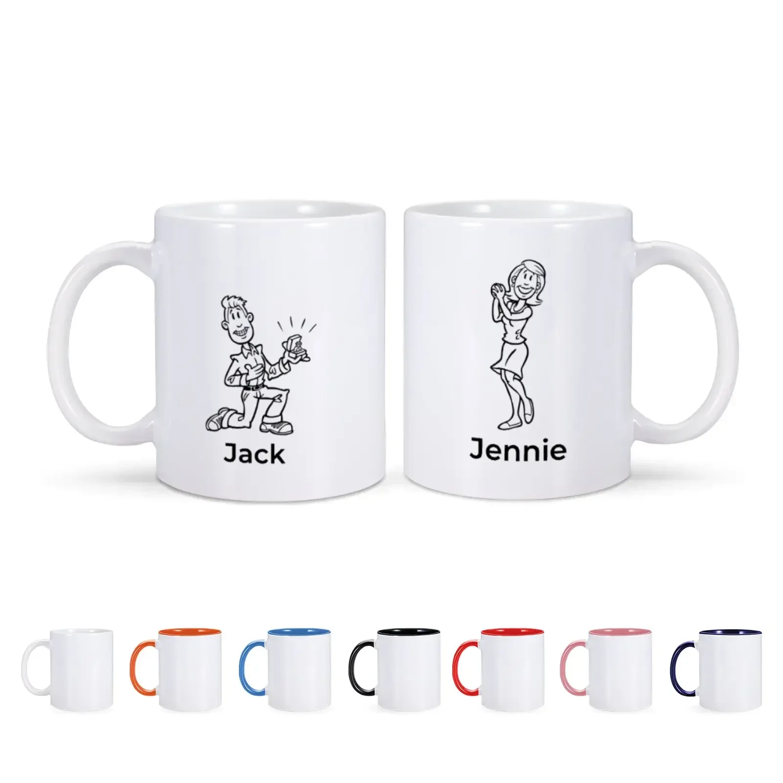 2pc/Set Couple Coffee Mug Personalized Name Gift for Husband Wife Valentine's Day Gift Wedding Anniversary Gift Ceramic Mug 11OZ