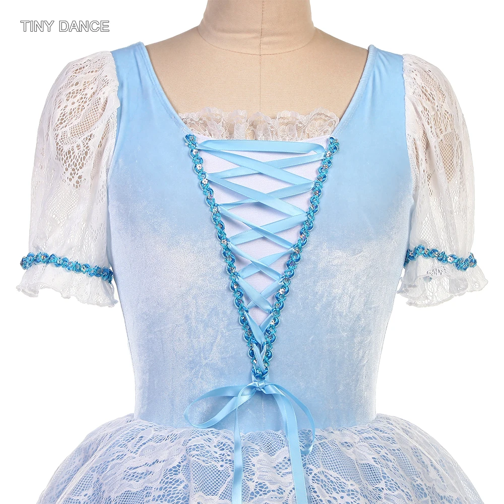 

Sky Blue Ballet Tutu Girls & Women Spandex & Stretch Velvet Ballerina Dress Adult Performance Clothes Short Sleeves Tutus 25005